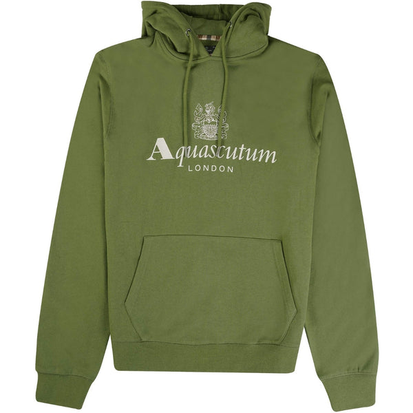 Aquascutum ACTIVE BIG LOGO HOODIE FW23 SW001 27 Green Hoodie Mens S